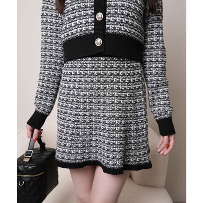 リップサービス LIP SERVICE インナーショーパン付ツイードニットフレアスカート （ブラック）