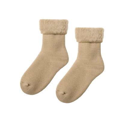 ウチコレ UCHI-COLLE 【裏起毛】ルームソックス クルー丈 （ダークベージュ）(4)