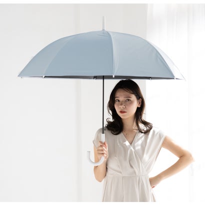 ナチュラルベーシック NaturalBasic 【業界初☆晴雨兼用ビニール傘】ビニール生地 日傘 遮光率100％ UV カット 大きめ 完全遮光 （サックス）