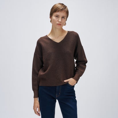 クロエンス cloenc 【手洗い可】Vネックラメガターニット （ブラウン(444)）