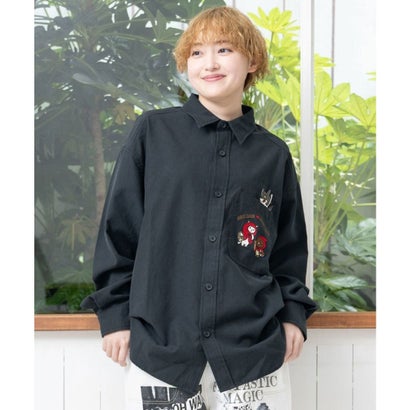 スカラー ScoLar オオカミさんには気をつけて オックスフォードシャツ (ブラック)