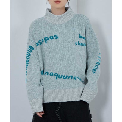 マックハウス Mac-House nAvy もちり もちもち 総柄ハイネックニット （グレー）