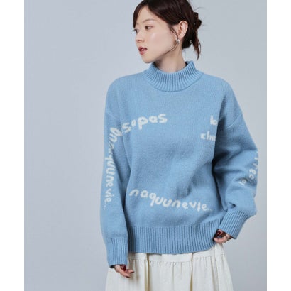 マックハウス Mac-House nAvy もちり もちもち 総柄ハイネックニット （ライトブルー）