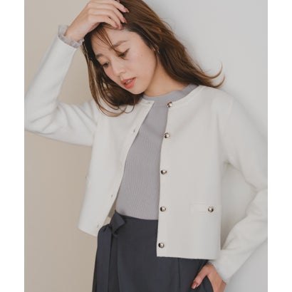 ミッシュマッシュ MISCH MASCH 2025秋冬新作 金釦ミラノニットジャケット MM548503 （WHITE）