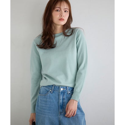 ピエロ Pierrot ネックが選べるもっちりカシミヤタッチニット【ボートネック】 （ブルーミント）