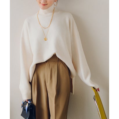 ユアーズ ur's スフレタッチハイネックオーバーサイズニット （アイボリー）