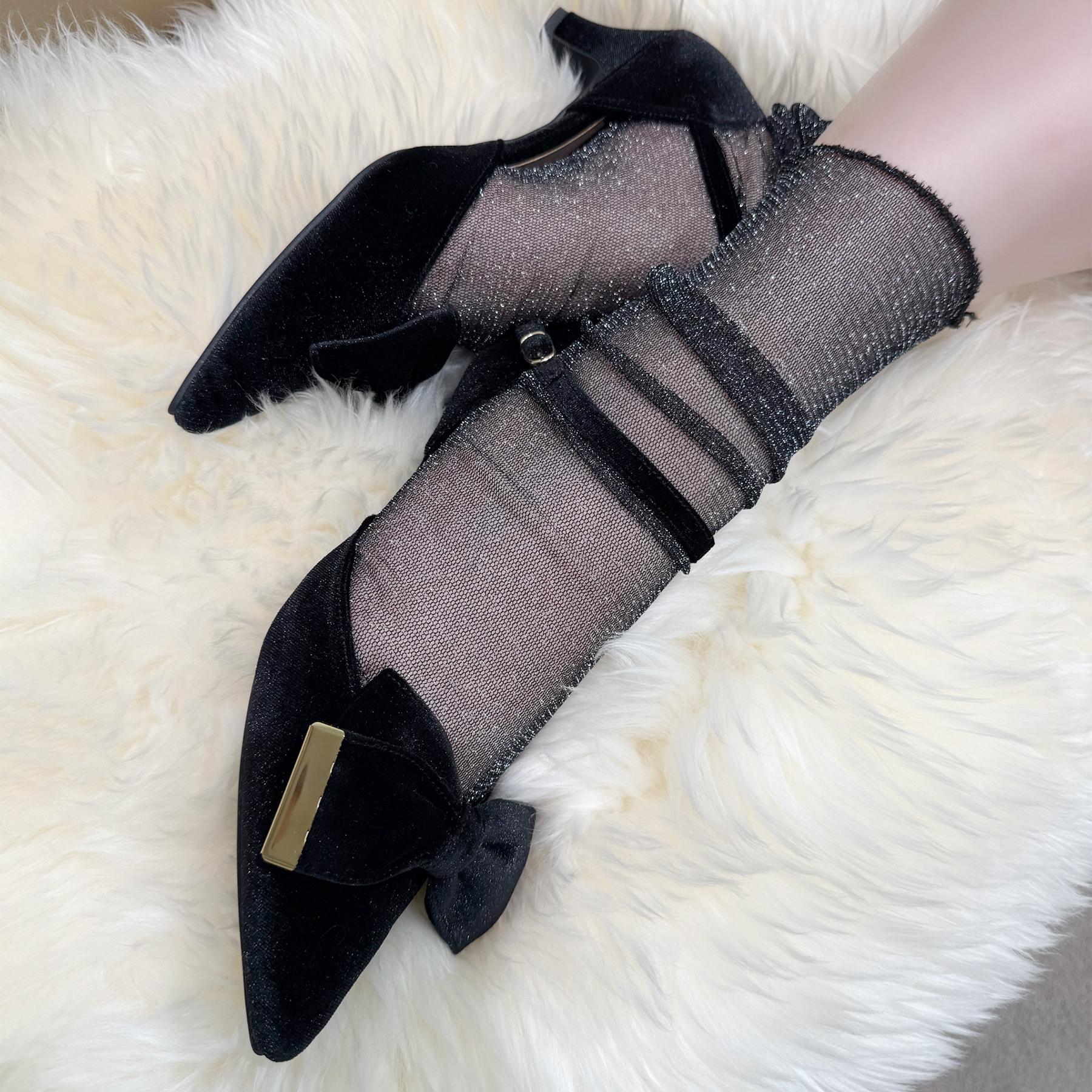 エスペランサ ESPERANZA 【EC限定】ベルベットリボン2WAYセパレートパンプス （ブラック(719)）