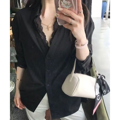 セットアップセブン SETUP7 ルーズデザイン レースシャツ KNF （ブラック）