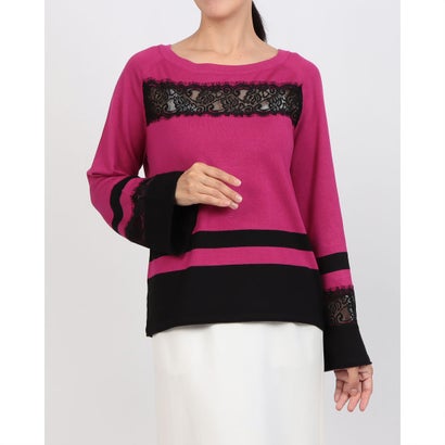 デニーローズ DENNY ROSE レース切替ポイント配色ニット （FUXIA）