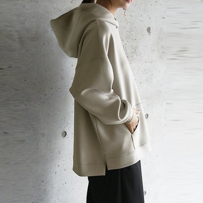 アンドイット and it_ スクーバパーカー パーカー レディース トップス 秋 冬 春 厚手 長袖 シンプル カジュアル ハリ感 上品 綺麗め きれいめ ポケット付き デイリー フード （72グレージュ）