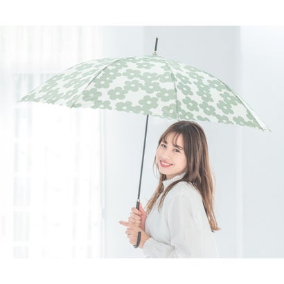 ナチュラルベーシック NaturalBasic 雨傘 長傘 傘 レディース 女性 用 晴雨兼用 おしゃれ 可愛い かわいい きれいめ 花 柄 大きい 大きめ 軽量 軽い 耐風 丈夫 ジャンプ ワンタッチ式 （ミント）(4)