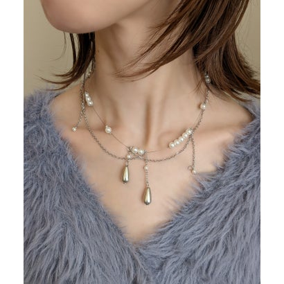 スタイロ styiro メタルドロップパールワイヤーネックレス （パール）