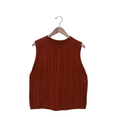 ブローディア BRODIAEA ウール混ケーブル編みニットベスト （レンガ）