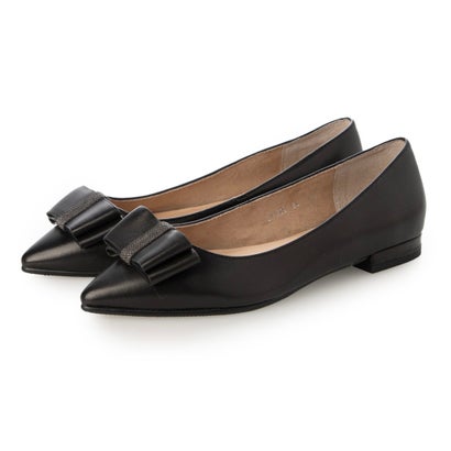 パラディクルール PARADIS COULEUR ポインテッドトウリボンフラットパンプス （ブラック）