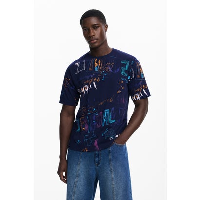 デシグアル Desigual 落書き風のTシャツ （ブルー）
