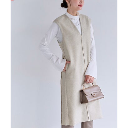 インナーセット深Vウールタッチジャンスカ (杢アイボリー)