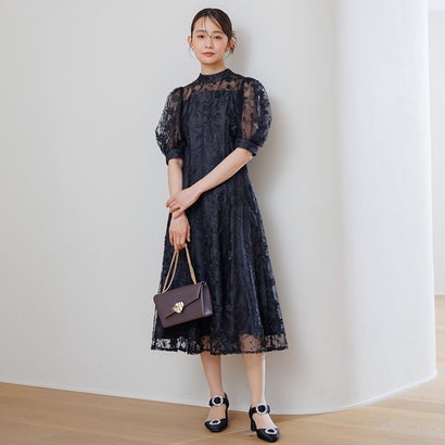 フォルムフォルマ form forma 3Dフラワーバックシャンドレス/結婚式/パーティー/お呼ばれ （ブラック）