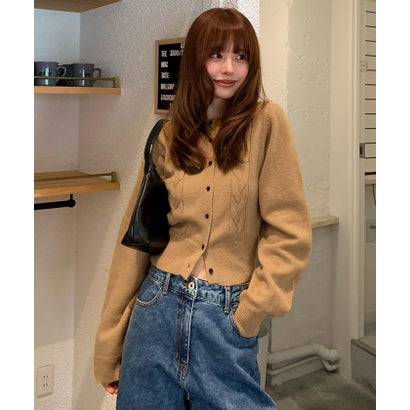 ティティベイト titivate ケーブルデザインニットカーディガン （キャメル）のサムネイル