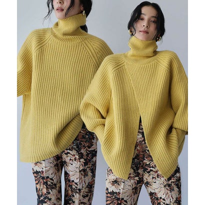 エルフランク ELFRANK 2WAY タートルネック カシュクール オーバーサイズ ニットプルオーバー （マスタード）