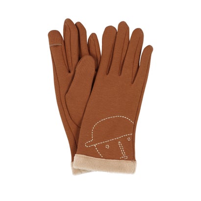 ピッコーネ アッチェッソーリ PICONE ACCESSORI 婦人 ジャージ手袋 スマホ対応 五本指 (キャメル)