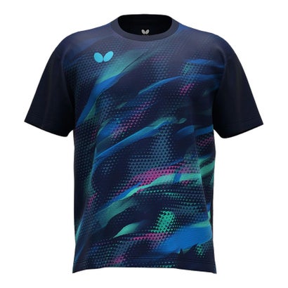 バタフライ BUTTERFLY バタフライ Butterfly 卓球 アドロス Tシャツ 半袖 トップス ウエア メンズ レディース 男性 女性 吸水 速乾 伸縮 トレーニング 部 （178 ネイビー）