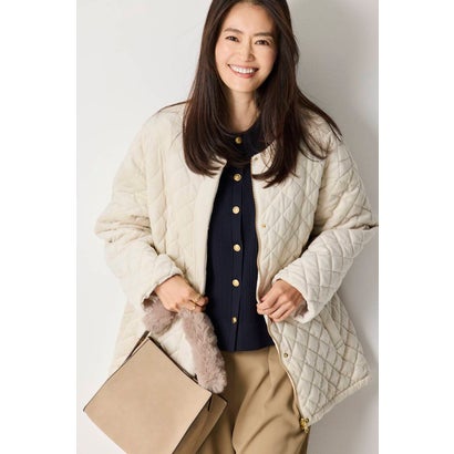 エムドゥ M.deux リバーシブルベロアキルティングコート （オフホワイト）