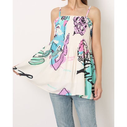 スリーフォータイム Three Four Time MEXICOプリントタックキャミ （ホワイト）