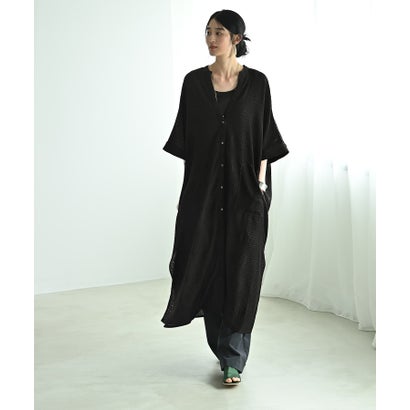 スタイルデリ STYLE DELI 【BLK001】シアーグリッドオーバーシャツワンピース （ブラック）