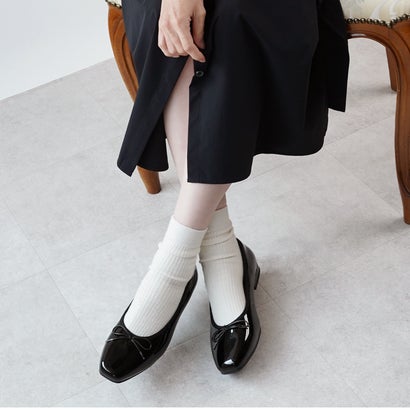 アレッタ ALETTA パンプス ぺたんこ ローヒール 痛くない 走れる バレエシューズ 幅広 4E 1.5cmヒール レディース スクエアトゥ 外反母趾気味 究極のプレーン アレッタ （ブラック（エナメル）