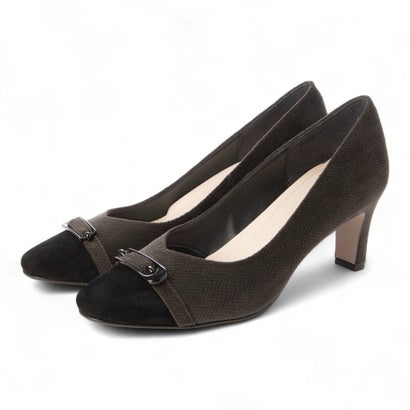 メルモ MELMO トゥーキャップバックルモチーフパンプス （ダークブラウンキジC）