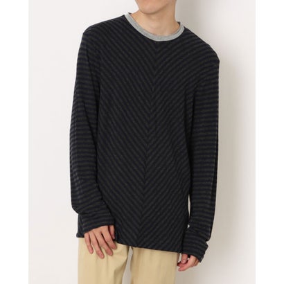 モードフルーレ MODE FOURRURE イタリア製メンズ長袖カットソー (ネイビー/グレー)