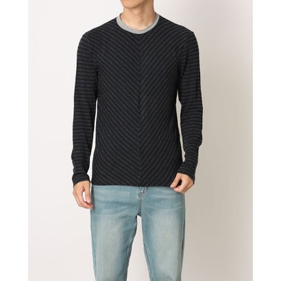 モードフルーレ MODE FOURRURE イタリア製メンズ長袖カットソー (ネイビー/グレー)