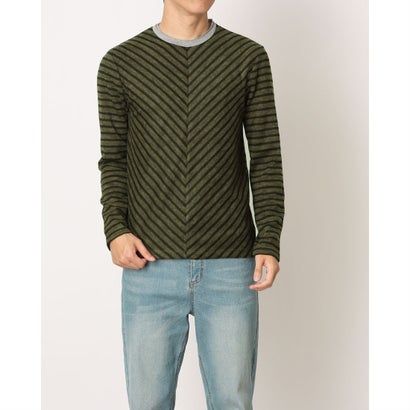 モードフルーレ MODE FOURRURE イタリア製メンズ長袖カットソー (グリーン/BK)