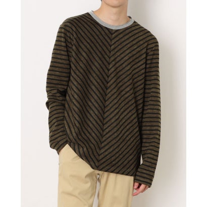 モードフルーレ MODE FOURRURE イタリア製メンズ長袖カットソー (グリーン/BK)