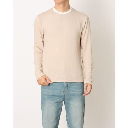 モードフルーレ MODE FOURRURE イタリア製メンズ長袖カットソー (ベージュ)