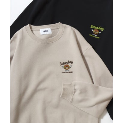 マルカワ MARUKAWA MRU/エムアールユー 別注 裏起毛 トラ・ヒゲおじ・ハンバーガー ・エイトボール・クマワンポイント刺繍 オーバーサイズ クルーネックスウェットトレーナー レディース メ