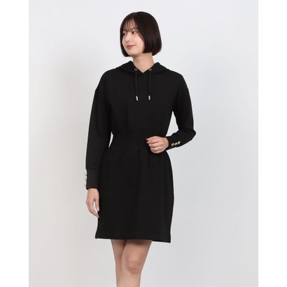 ガウディ GAUDI ボタンポイントフーディースウェットワンピース （BLACK）