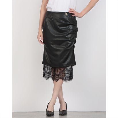 デニーローズ DENNY ROSE レースポイントフェイクレザースカート （BLACK）(4)