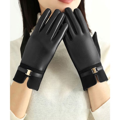 ミニミニストア miniministore スマホ対応 PUレザー手袋レディース防寒 （ブラック）