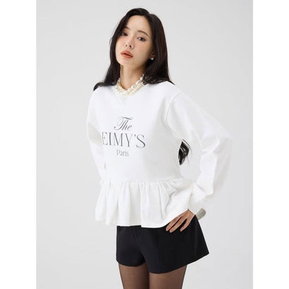 エイミーイストワール EIMY ISTOIRE バリエプリントぺプラムスウェットトップス （WHITE）