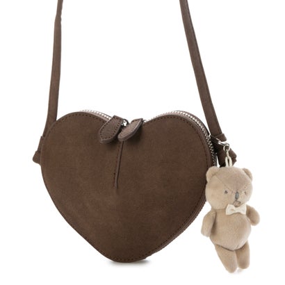 プティマイン petit main チャーム付きハートポシェット （キャメル）