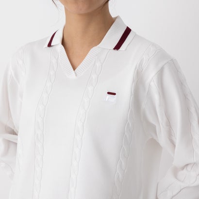 フィラ FILA 【カジュアルウェア】L/S KNIT SHIRTS / ロングスリーブニットシャツ / レディース （O.WHITE）