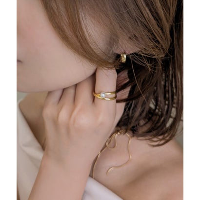 スタイロ styiro ニッケルフリー 一粒パール×メタルリング （ゴールド2）