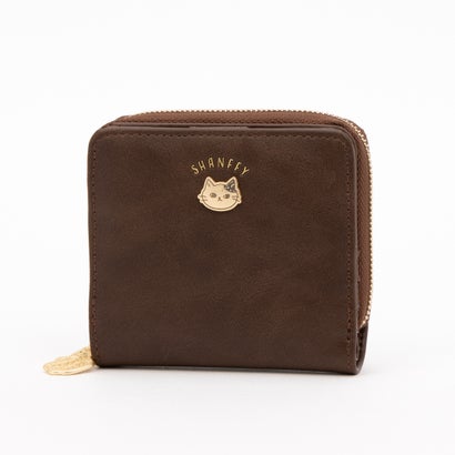 シャンフィー SHANFFY 財布 レディース 2つ折り ラウンドファスナー 猫 かわいい キャラクター ネコ （チョコ）
