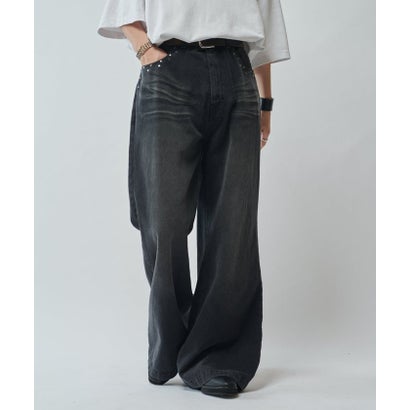 パル PAL 【Lui's】【SURJENT】 スタッズワイドストレートデニムパンツ （black）