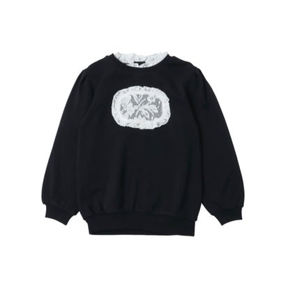 プティマイン petit main 【リンク】レースロゴトレーナー （クロ）