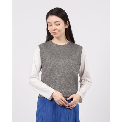 ヒューマンセカンドオケージョン Human 2nd Occasion ラメテープヤーンニットベスト （グレー）(4)