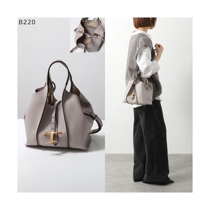 トッズ TOD'S TODS ハンドバッグ Tタイムレス XBWTSBA9100 レザー （Q8E-B220/ライトグレー）