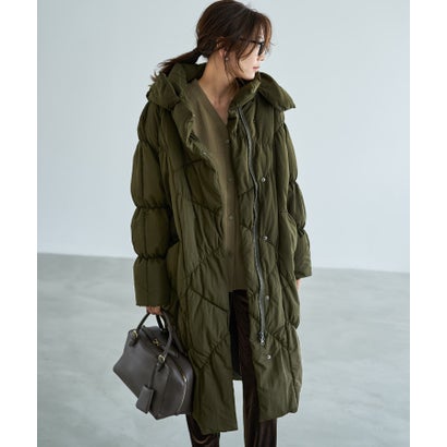 スタイルデリ STYLE DELI 【LUXE】暖か軽量◆機能中綿ギャザーロングコート （カーキ）