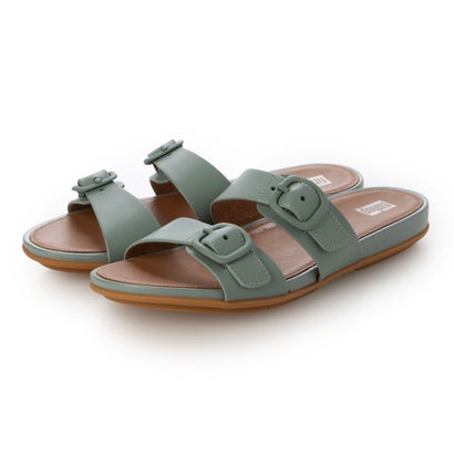 フィットフロップ fitflop fitflop（フィットフロップ）GRACIE RUBBER-BUCKLE TWO-BAR LEATHER SLIDES （ライトグリーン）